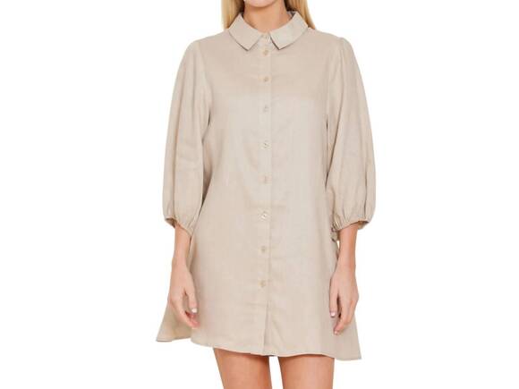 DOLCE CABO Dresses & Skirts - NEW DOLCE CABO exaggerated balloon sleeve dress in linen/wheat